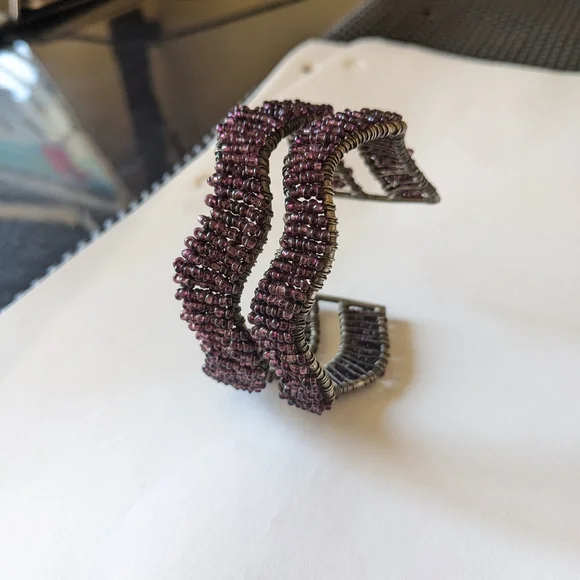 Dark Purple Beaded Wave Bracelet - Picture 6 of 10